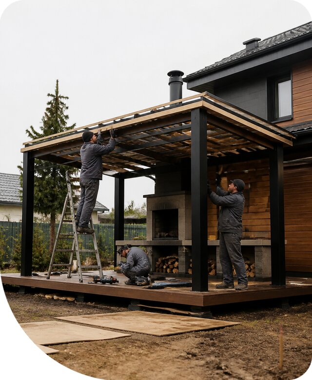 Навес для барбекю в Краснокамске под ключ от проектирования до монтажа